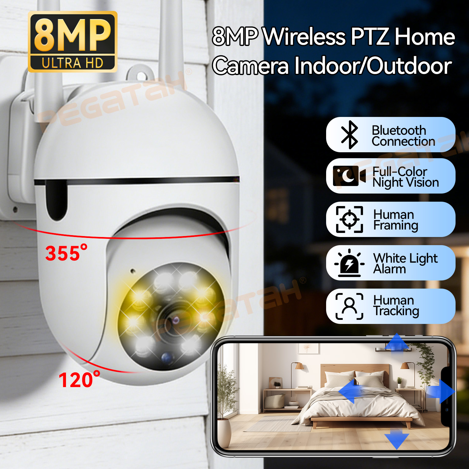 Outdoor Lighting Track - 8MP 2.4G واي فاي IP كاميرا