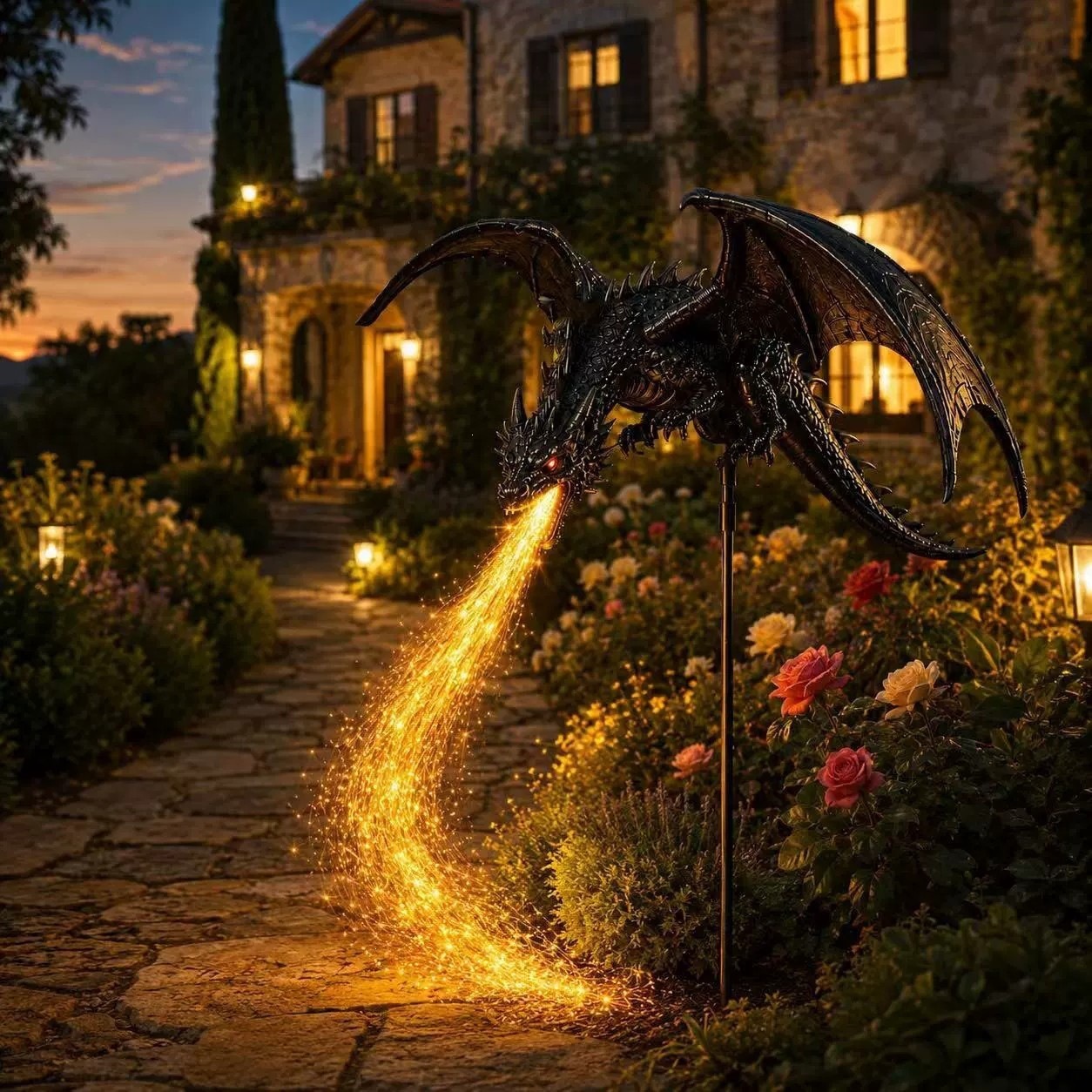 Outdoor Lighting Pathway - ضوء حديقة شمسية على شكل تنين،