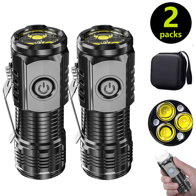 Outdoor Lighting Black - مصباح يدوي صغير 3LED مع مشبك
